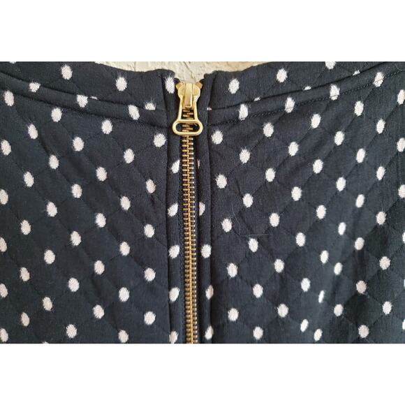BODEN Women 6 6L Dotty Day Quilted Dress Polka Dot Black Gold Zipper 3/4 Sleeve - Picture 7 of 8